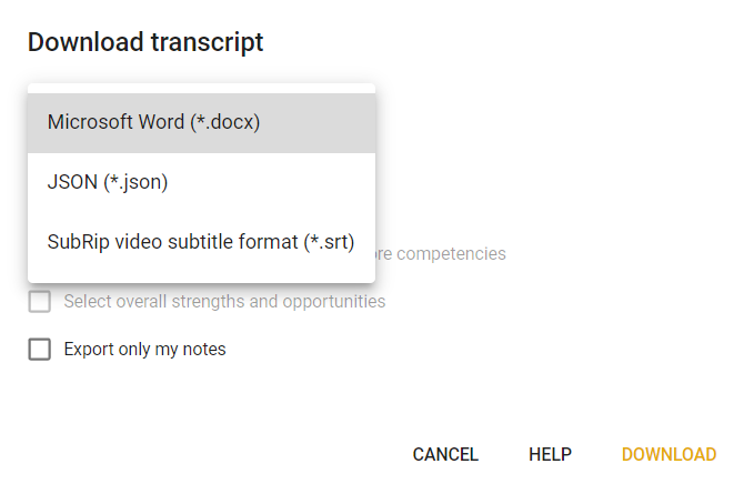export transcription