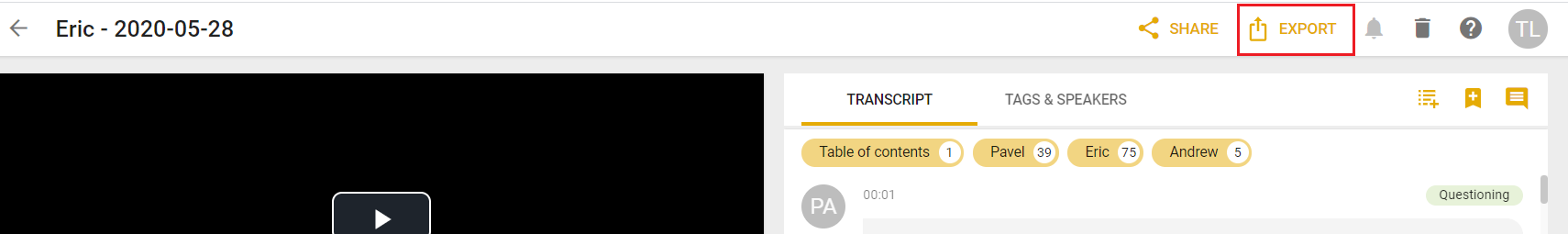 export transcription