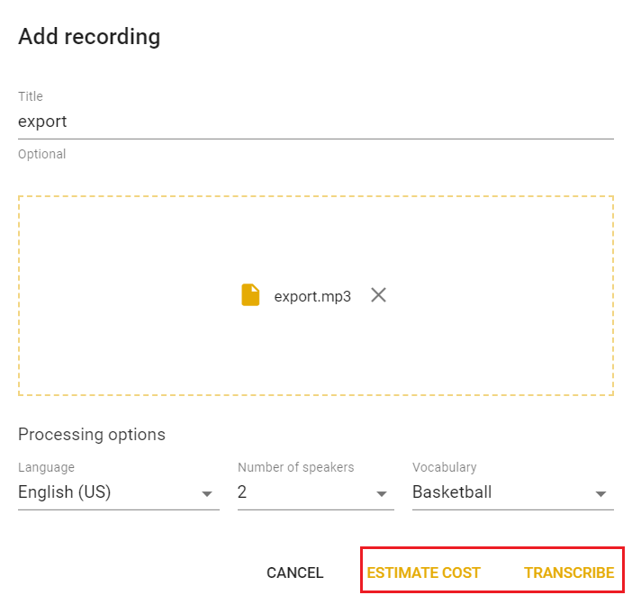 estimate automatic transcription